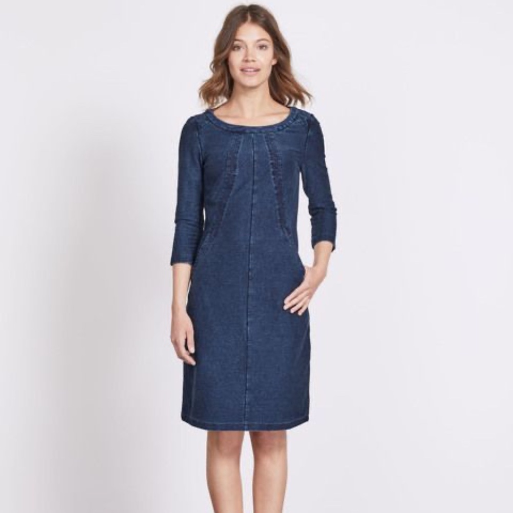 Boden Denim Boat Neck Dress, 4